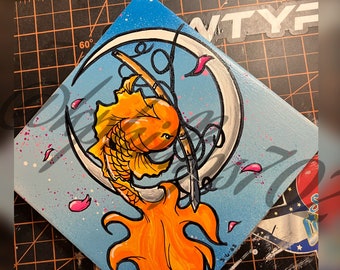 Fighting Koi painting