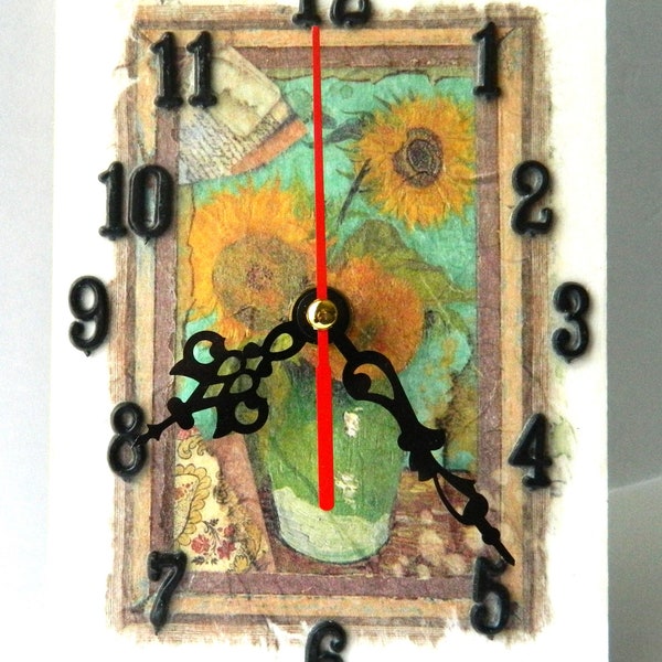 Flowers One of a Kind Handmade Decoupage Rice Paper Clock