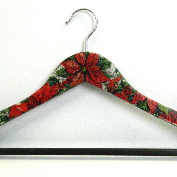 Decoupage wooden clothes hanger Poinsettia