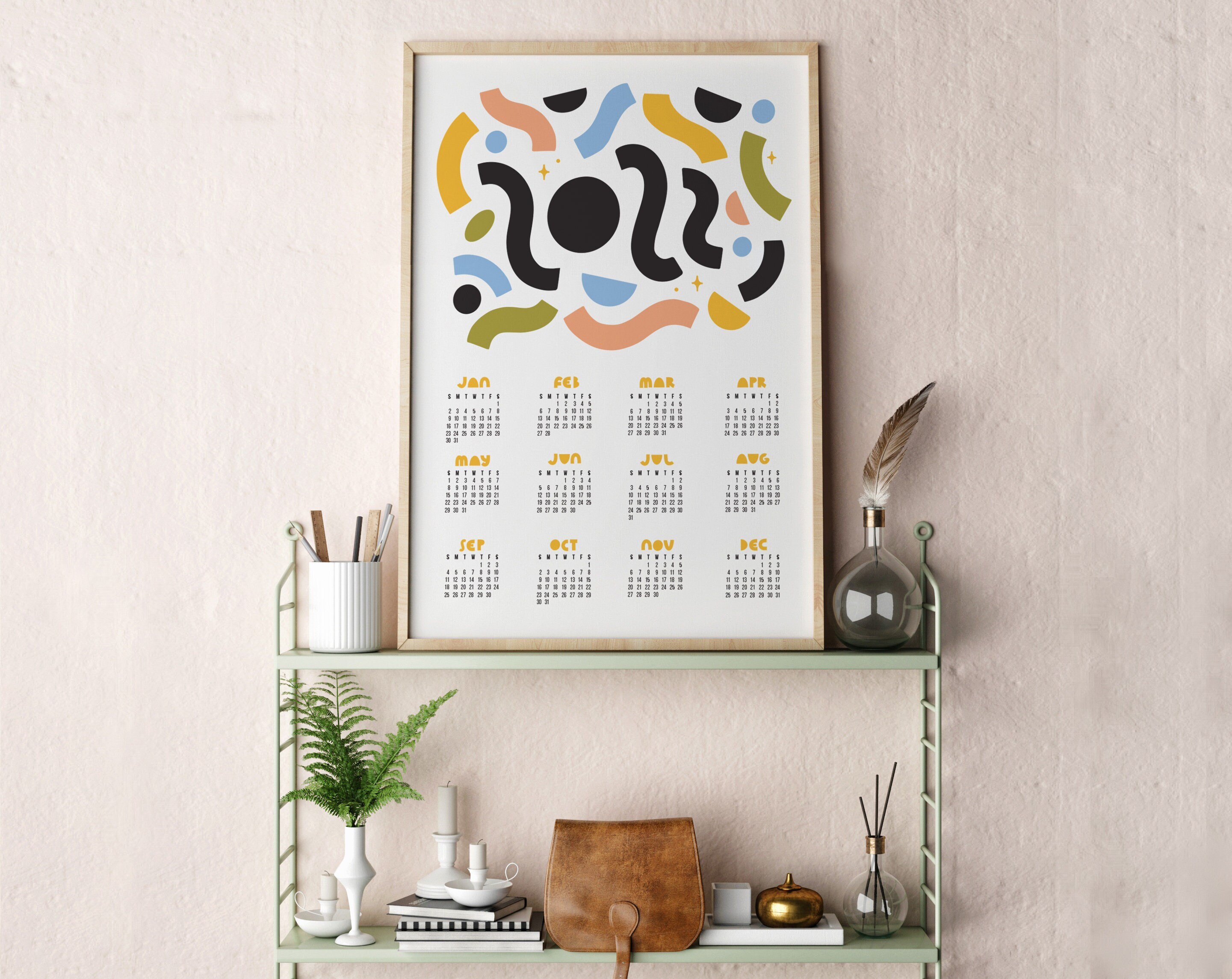 Calendrier Moderne, Calendrier Par Affiches 2022, Mural Large, Abstrait 13x19