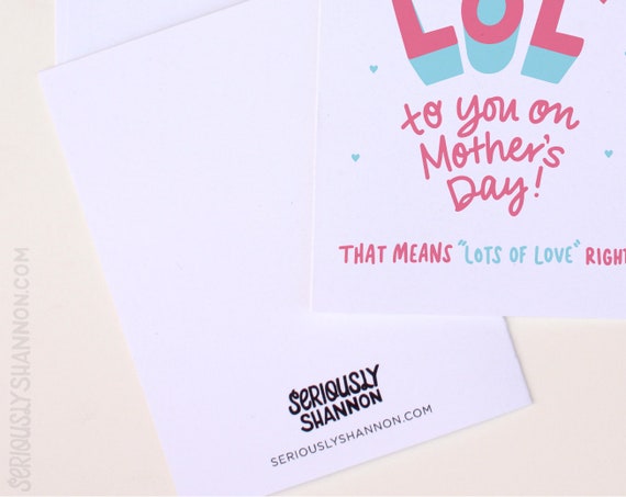 Funny Mother's Day Card LOL Lots of Love Mother's 