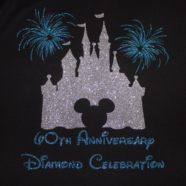 Disney's inspired "60th Anniversary Diamond Celebration" Mickey Castle (Glitter) T-shirt. (LIMITED EDITION)