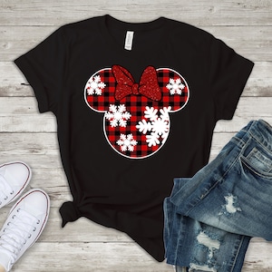 Minnie Christmas, Buffalo Plaid Snowflake inspired tee