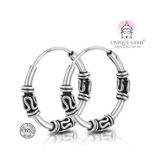 Unique Gems Ohrringe keltische Creolen Silber 925 Sterlingsilber Gothic Celtic Ohrpiercing Silberohrringe Hoops Ø 15mm Juweliers- Qualität