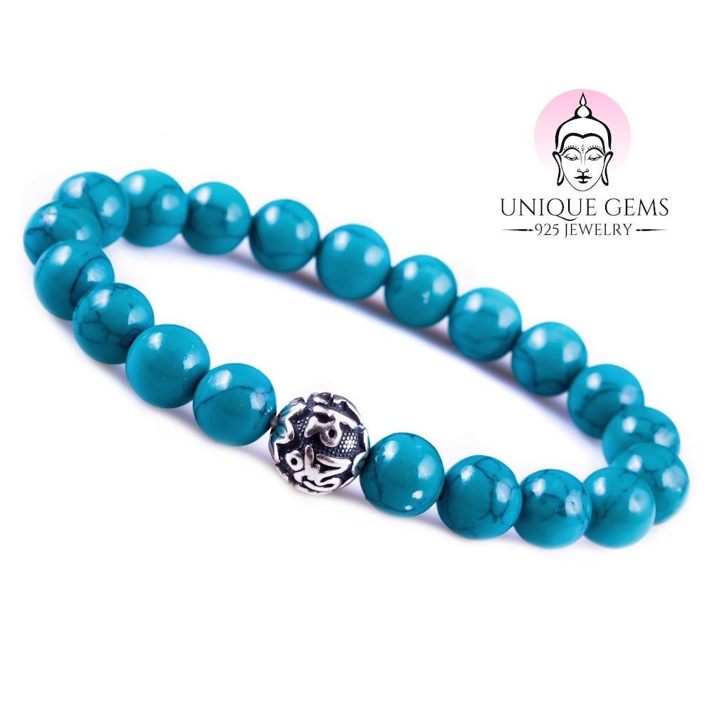 Gemme uniche Chakra Buddha Bracciale con perline di agata rossa Bracciale in argento sterling 925 Mantra con perle d'argento da 8 mm - Italia