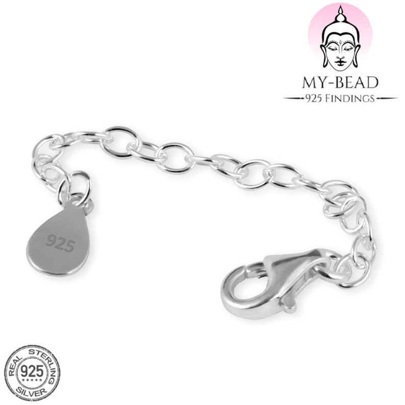 My-Bead catena di estensione con moschettone Argento 925 senza nichel sterling per bracciali e collane alta qualità da gioielliere DIY immagine 3