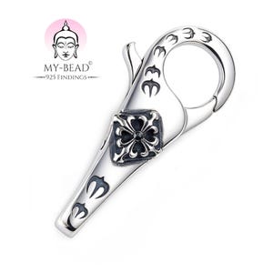My-Bead stor dubbelkarbinhake 925 sterlingsilver motiv karbinhake fleur-de-lis spänne armband halsband smyckesspänne