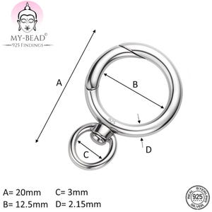 My-Bead Spring Clasp with Swivel Eyelet 20mm 925 Sterling Silver Spring Buckles Carabiner for Necklaces DIY image 2