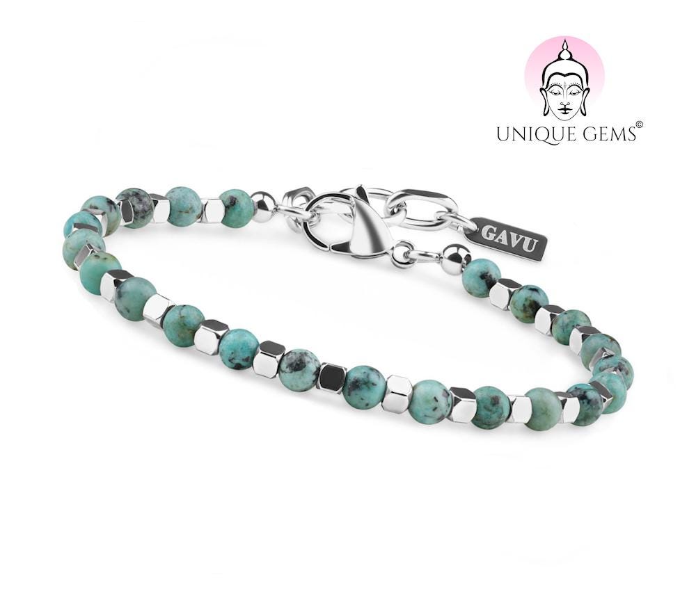 GAVU Collana Donna Pietre Naturali E Cristalli - Ciondolo Mano Di Buddha Turchese, Gioiello Portafortuna