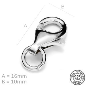 My-Bead lobster clasp 925 sterling silver with open eyelet nickel free jewellery findings DIY 16mm (21mm)