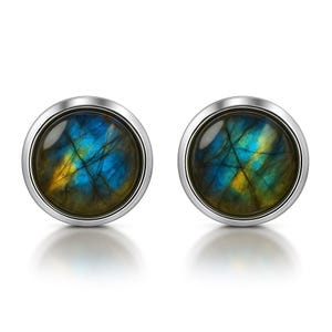 Pendientes de plata de ley 925 de 8 mm a 9 mm con piedras naturales Unique Gems de calidad joyera