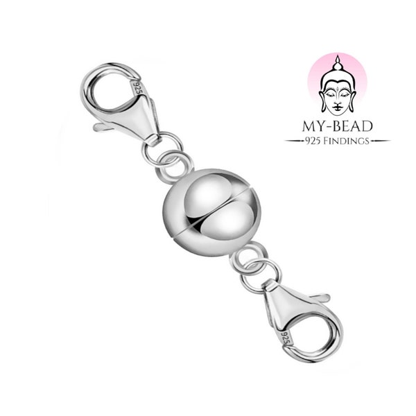 My-Bead zugstarker Magnetverschluss 925 Sterling Silber Doppelkarabiner Wechselverschluss Ersatz Armbänder und Halsketten DIY