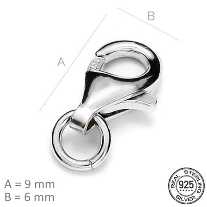 My-Bead lobster clasp 925 sterling silver with open eyelet nickel free jewellery findings DIY 9mm (11mm)
