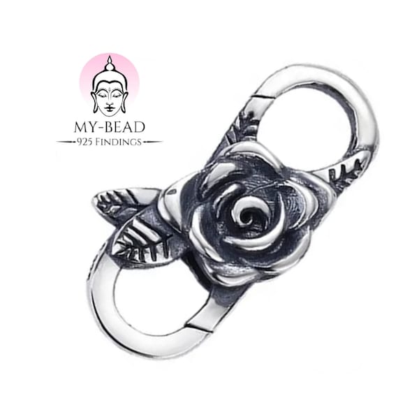 My-Bead Doppelkarabiner 925 Sterling Silber Wechselverschluss Rose für Armbänder und Halsketten Schmuckverschluss DIY
