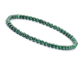 Unique Gems Chakra Women's Healing Stones Bracelet Malachite Beads 4mm Stretchable 16cm - 19cm