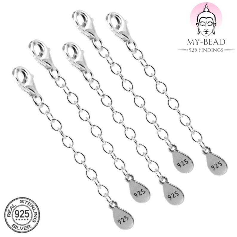 My-Bead catena di estensione con moschettone Argento 925 senza nichel sterling per bracciali e collane alta qualità da gioielliere DIY immagine 8