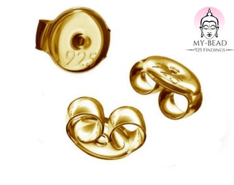 My-Bead Pousetten Gold 925 Sterling Silber 24K vergoldet Butterfly Gegenstecker Ohrringe Ohrstecker DIY