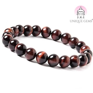 Unique Gems Chakra Healing Stones Bracelet Tiger Eye Beads 8mm stretchable 16cm - 19cm