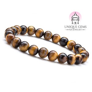 Unique Gems Chakra Healing Stones Bracelet Tiger Eye Beads 8mm stretchable 16cm - 19cm