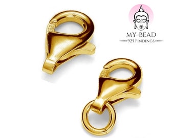 My-Bead chiusura moschettone argento 925 dorato 24 carati con anelli di salto