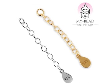 My-Bead extension chains 4cm and 6cm 925 sterling silver 24k double gold-plated for necklaces and bracelets jeweler quality DIY