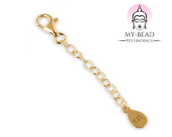 My-Bead Extension Chain 925 Sterling Silver 24ct carat gold plated Extender for Bracelets & Necklaces