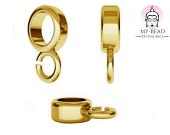 My-Bead link connector charm 925 sterling silver 24ct gold plated leather necklaces in Jeweller's Quality