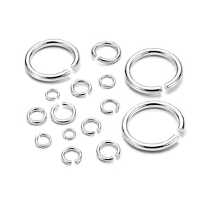 Anellini aperti in argento sterling 925 di varie dimensioni – Forniture per la creazione e riparazione di gioielli fai-da-te
