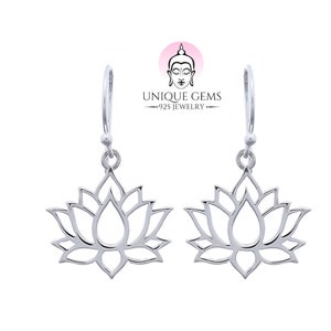 Unique women's earrings lotus flower 925 sterling silver lotus flower earrings lotus jewelry for women teenagers