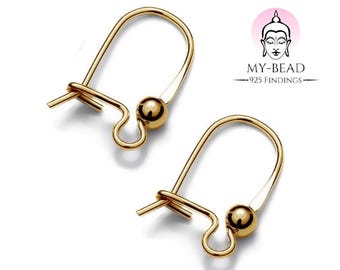My-Bead Brincos femininos com clipes de alavanca, ouro 18 mm, prata esterlina 925, banhado a ouro 24k para fazer joias, faça você mesmo