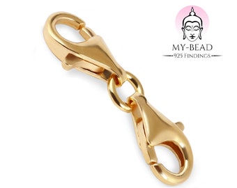 My-Bead basic double lobster claw clasp 24mm 925 sterling silver 24ct gold plated for bracelets and necklaces DIY