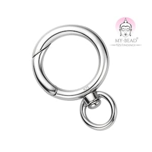 May include: A shiny silver-colored clasp with a large circular ring and a smaller attached ring. The clasp is marked with "925" and has a hinged opening. The image also includes a logo with the text "MY-BEAD - 925 FINDINGS".