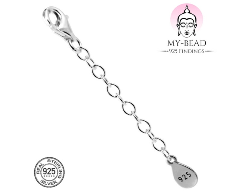 My-Bead catena di estensione con moschettone Argento 925 senza nichel sterling per bracciali e collane alta qualità da gioielliere DIY immagine 2