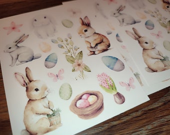 Easter Sticker Sheet – Cute Bunny & Egg Vinyl Stickers |  Pastel Spring Stickers – Kawaii Easter Planner Stickers