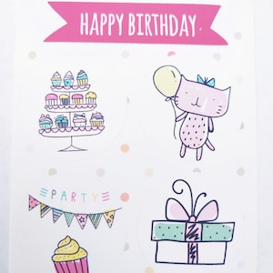 Happy Birthday sticker sheet waterproof | scrapbooking | 5 decals