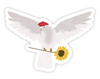 Dove with Sunflower Vinyl Sticker – Waterproof Laptop Decal