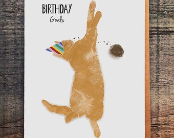Funny Cat Birthday Card – Party Hat, Chocolate Cupcake (A2)