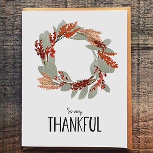 So Very Thankful -  Thanksgiving Fall Wreath Card
