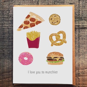 Funny Valentine&#39;s day card, Funny love card, Stoner Love card, Munchies Card, pun Valentine card, Love card for food lover