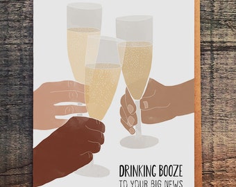 Champagne Toast Card: Engagement Congratulations (A2)