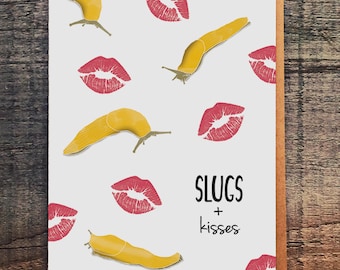 Slugs + Kisses Card: Funny Banana Slug Anniversary Valentine