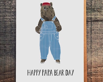 Papa Bear Father's Day Card, Woodland Animal Illustration, Punny Dad Greeting