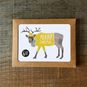 Funny Christmas Card Pack, Rain Deer Christmas Card Set, Punny Christmas Card, Reindeer Merry Christmas Card Pack, reindeer pun