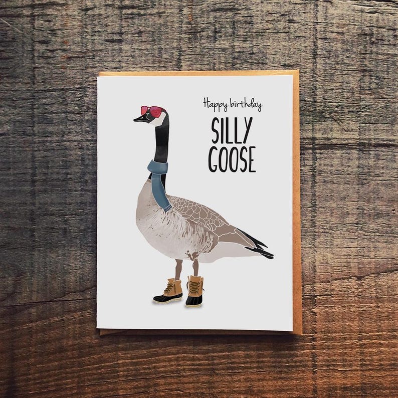 Funny Goose Birthday Card • Quirky Fashion Goose Illustration - Etsy