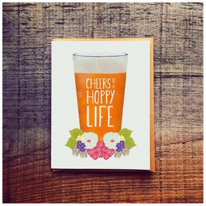 Cheers to a Hoppy Life - Pint of Beer - Wedding Card - pun wedding card - pun card - beer card - beer wedding card - happy life