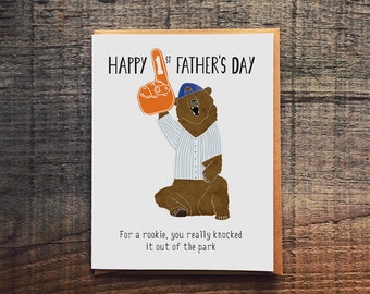 Happy 1st Father's Day, For A Rookie, You Really Knocked it Out Of The Park - Papa Bear Baseball Card