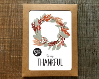 So Very Thankful Wreath Boxed Set - Thanksgiving Card Pack