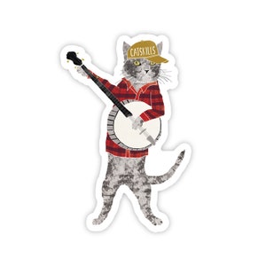 Pegatina de Catskills Banjo Cat, vinilo troquelado