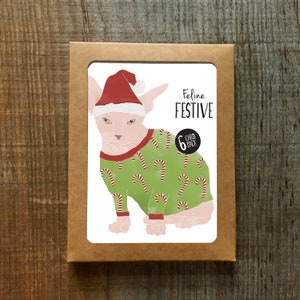 Caja festiva felina - Paquete de tarjetas navideñas