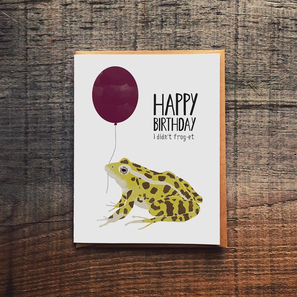Funny Birthday Card Belated Birthday Card Frog Pun Birthday - Etsy